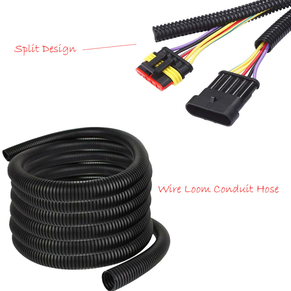 Flexible Conduit Split Wire Loom Corrugated Electrical Car Wire Cable Protection