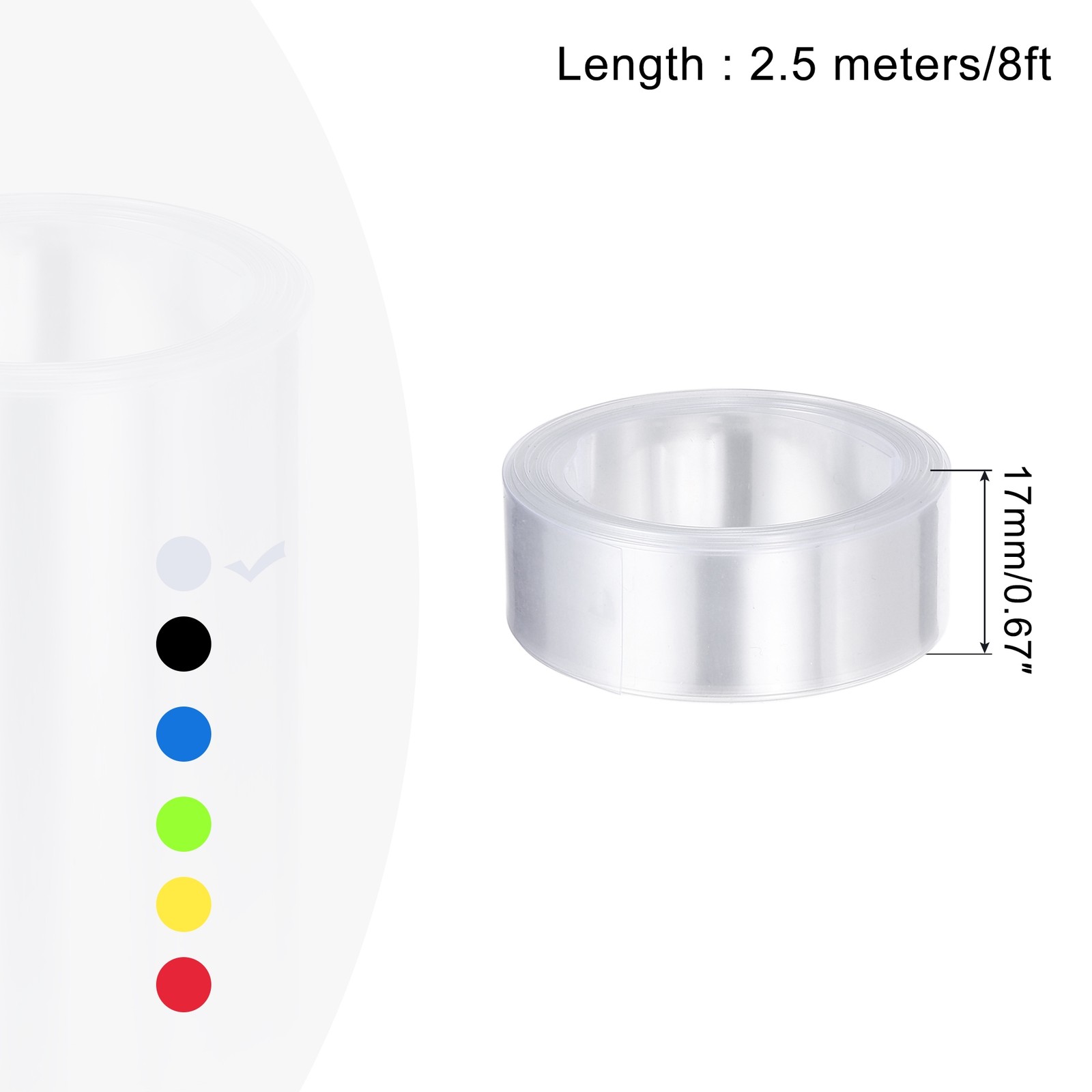 Battery Wrap Heat Shrink Tubing 11mm Dia 17mm Flat 8 Feet, Clear