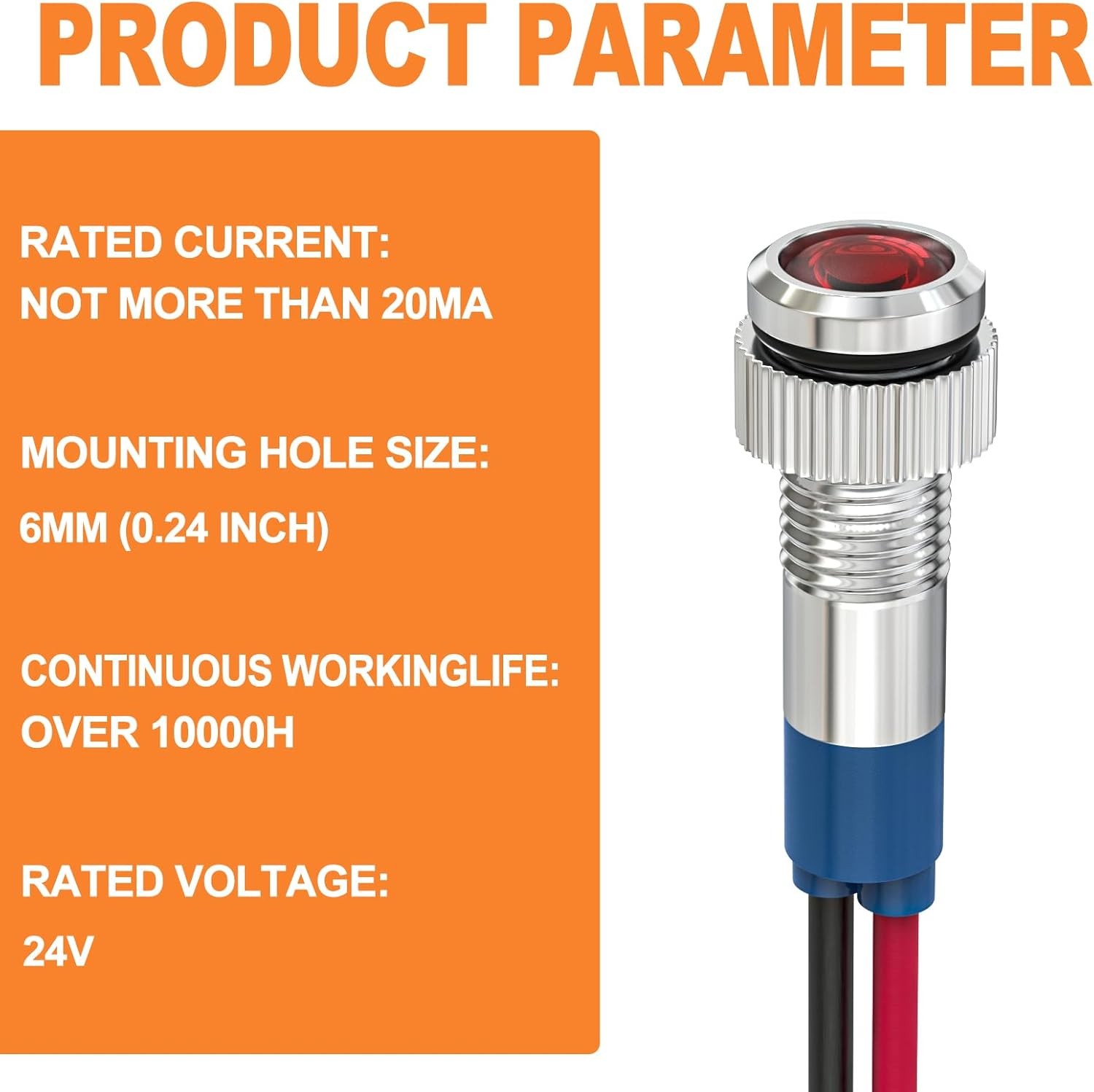 Energy Saving Indicator Light LED 12V 24V 110V 20mA Panel Mount 6mm Hole 5 PCS