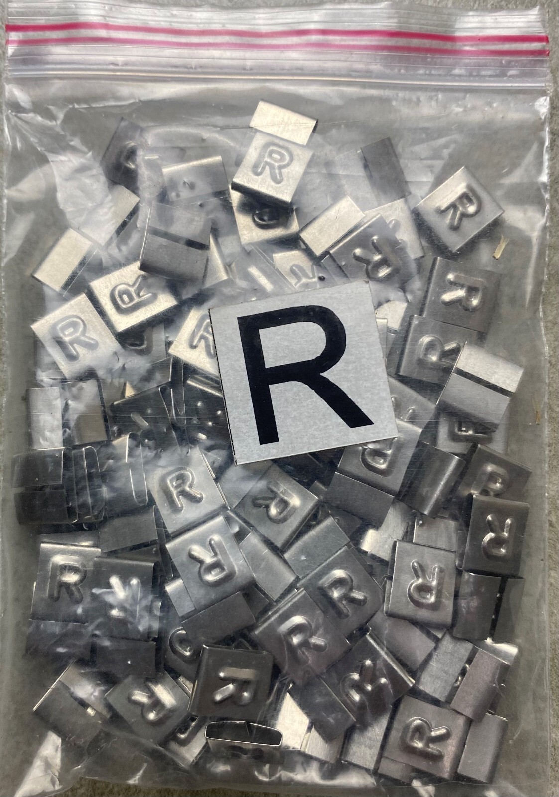 HAYATA ID-R, Stainless Steel Cable Marker 316SS, Symbol “R” , 100 Pc’s Pkt