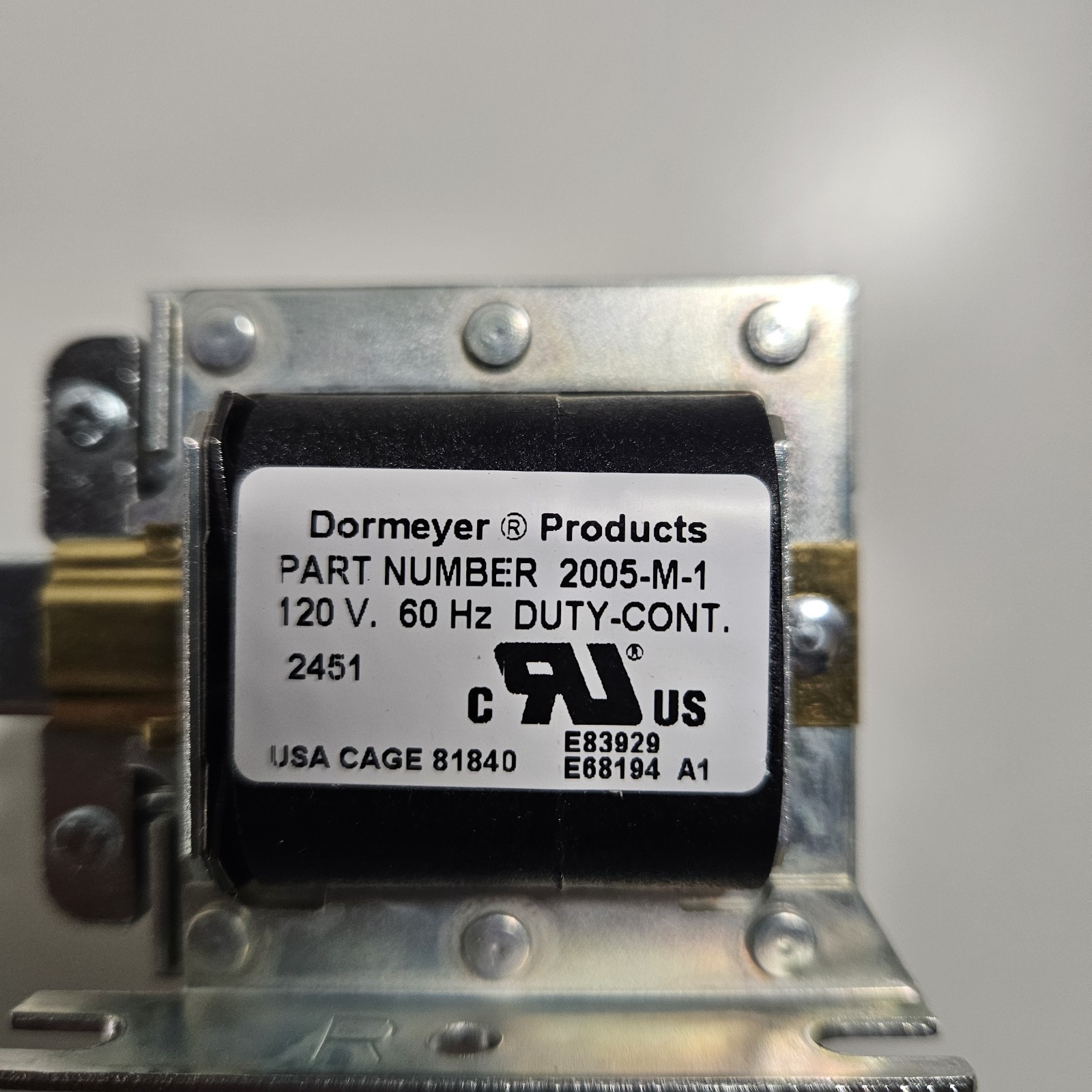 DORMEYER 2005-M-1 Solenoid Laminated 1/8 – 1 in Continuous 4X240 120v 60Hz