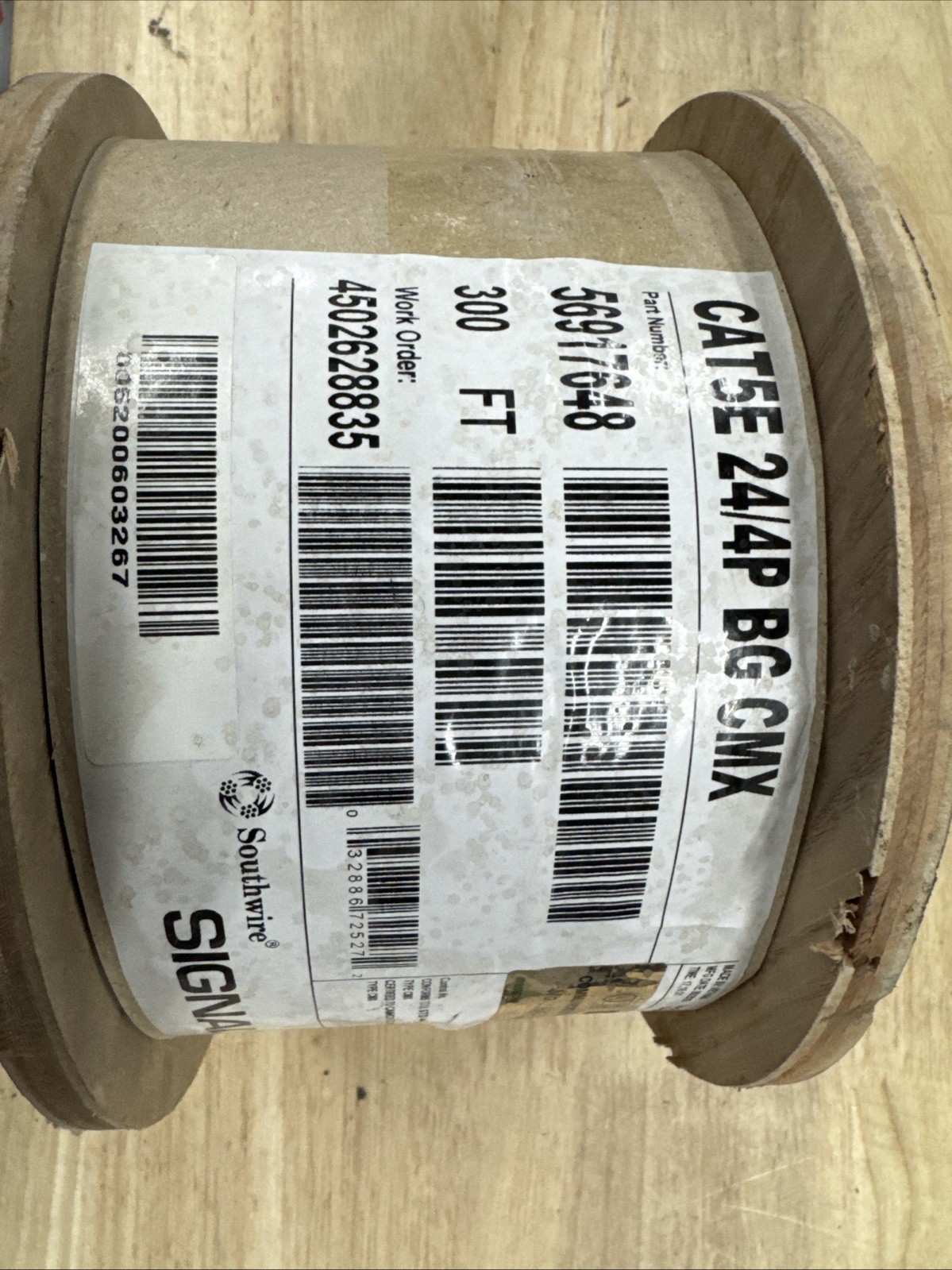Southwire 300 ft. Tan 24/4 Solid CU CAT5e CMR-CMX Indoor/Outdoor Data Cable