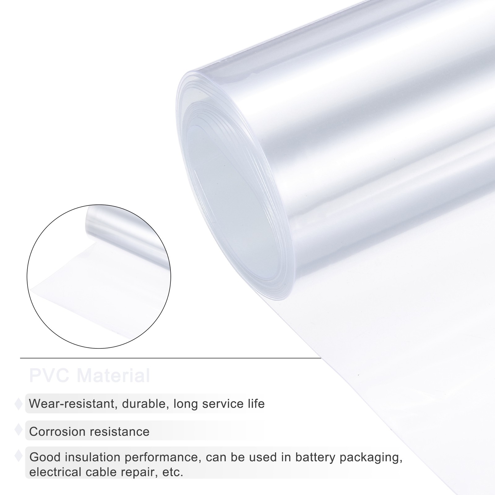 Battery Wrap Heat Shrink Tubing 115mm Dia 180mm Flat 8 Feet, Clear