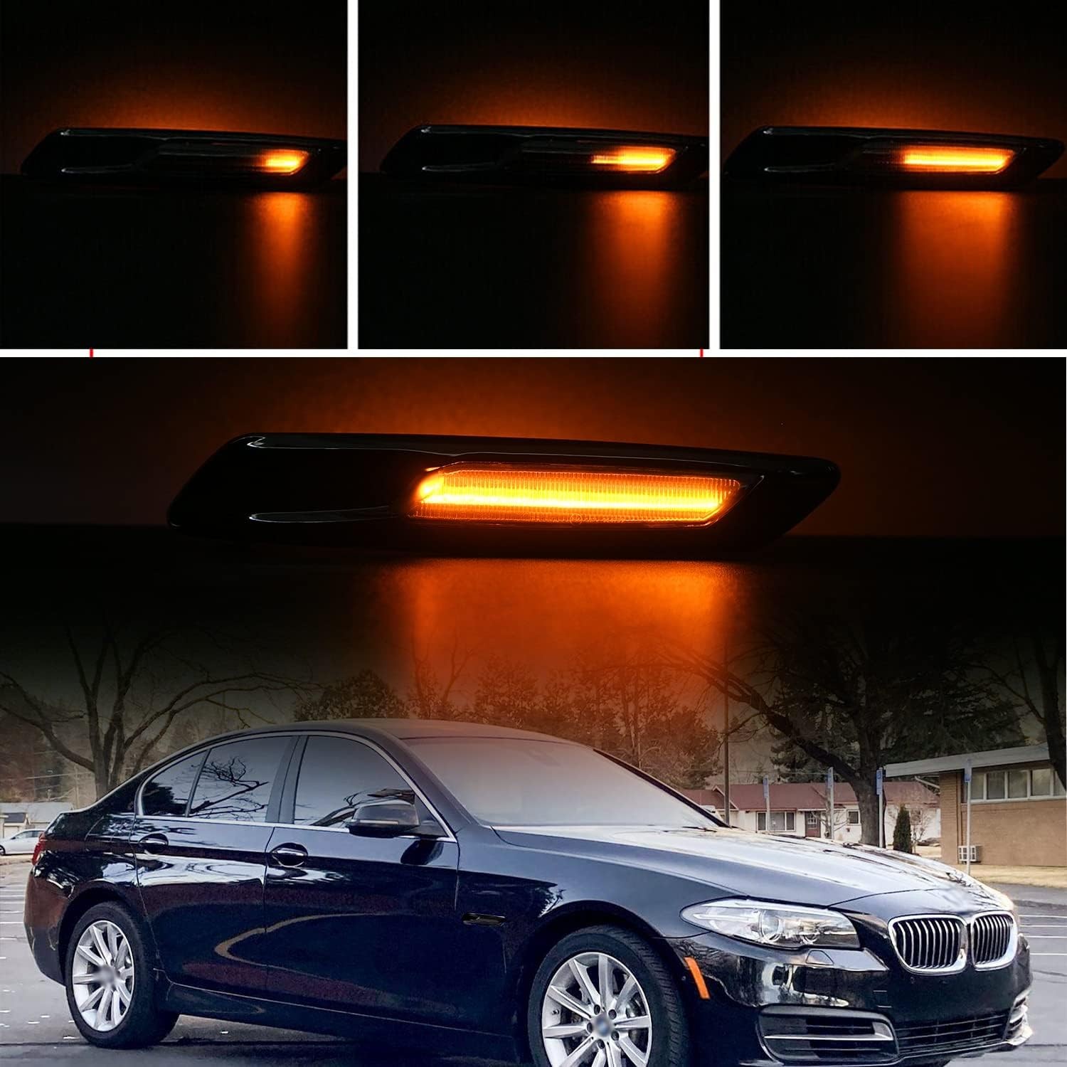 Sequential Amber LED Side Marker Lights Compatible W/B’Mw 5 Series F10 LCI 528I