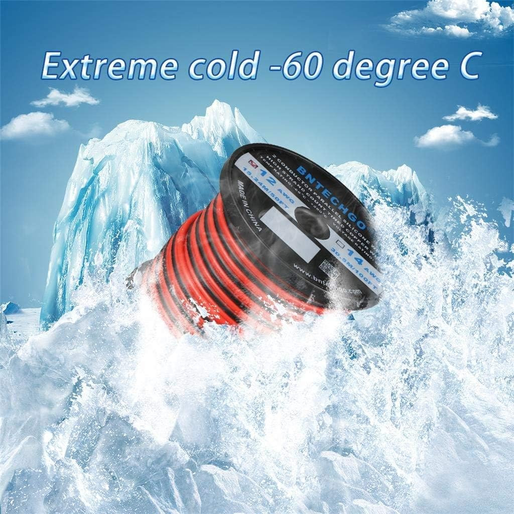 12 Gauge Flexible 2 Conductor Parallel Silicone Wire Spool Red Black High Resist