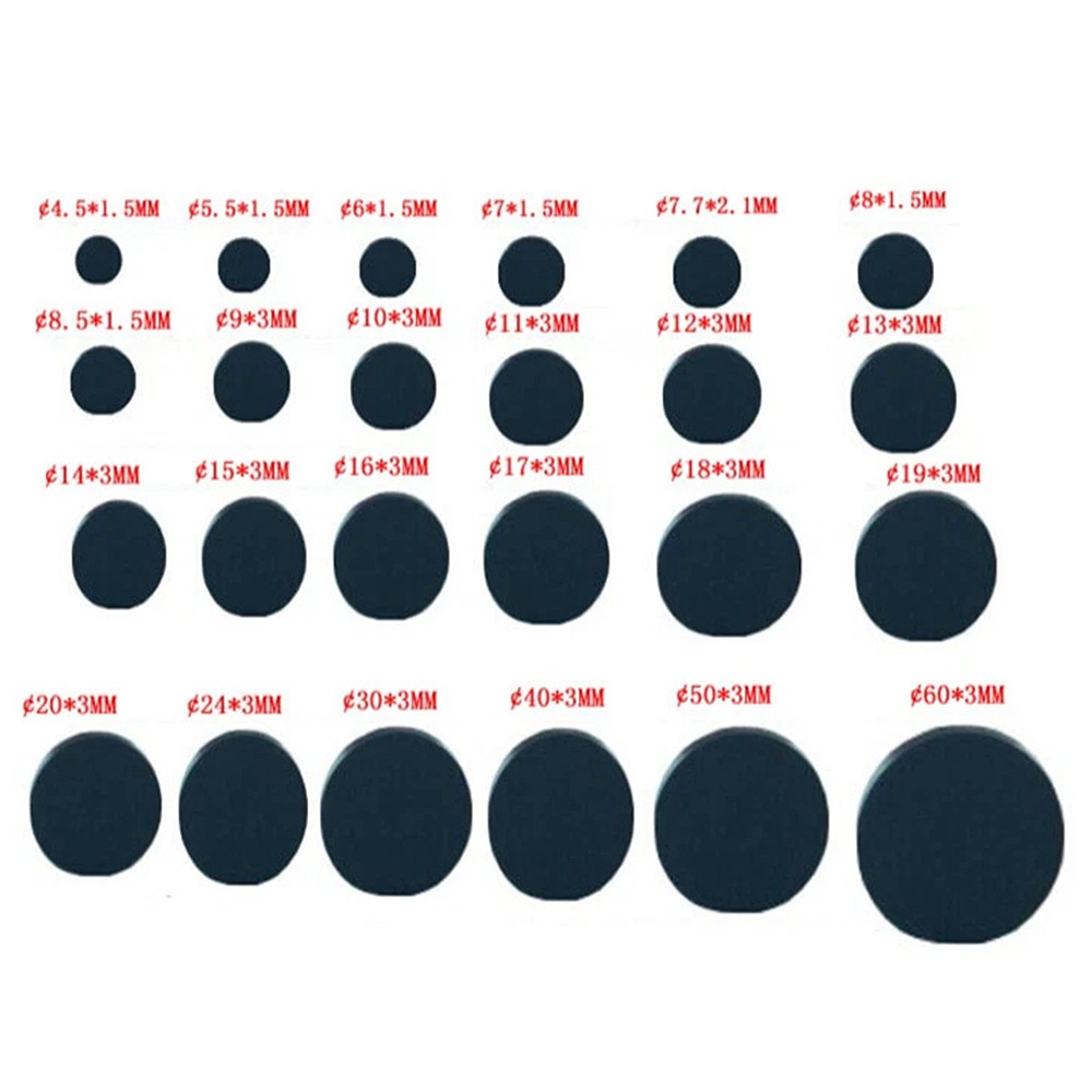 Black 4 -179mm Silicone Rubber Feet Non Slip Round Anti Impact Self Adhesive Pad