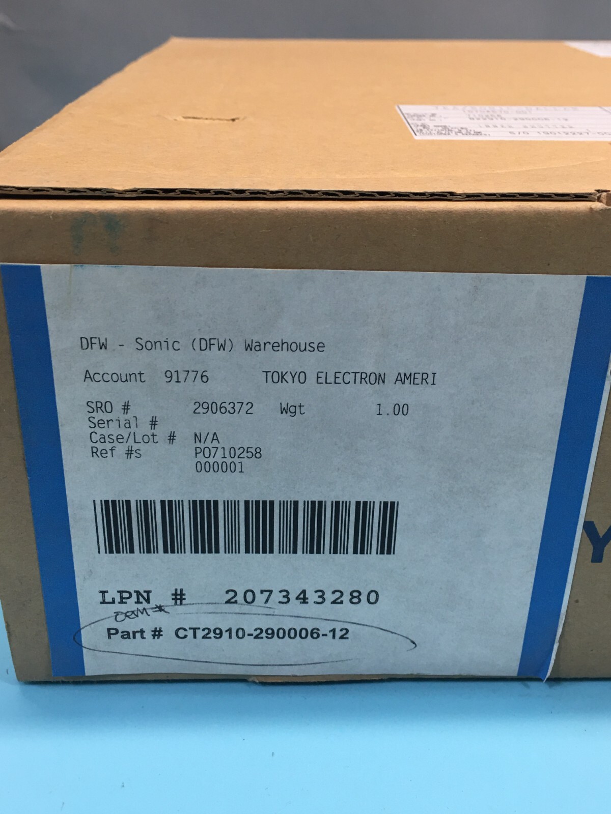 TEL CT2910-290006-12 SOD INNER SHUTTER KIT, 129900