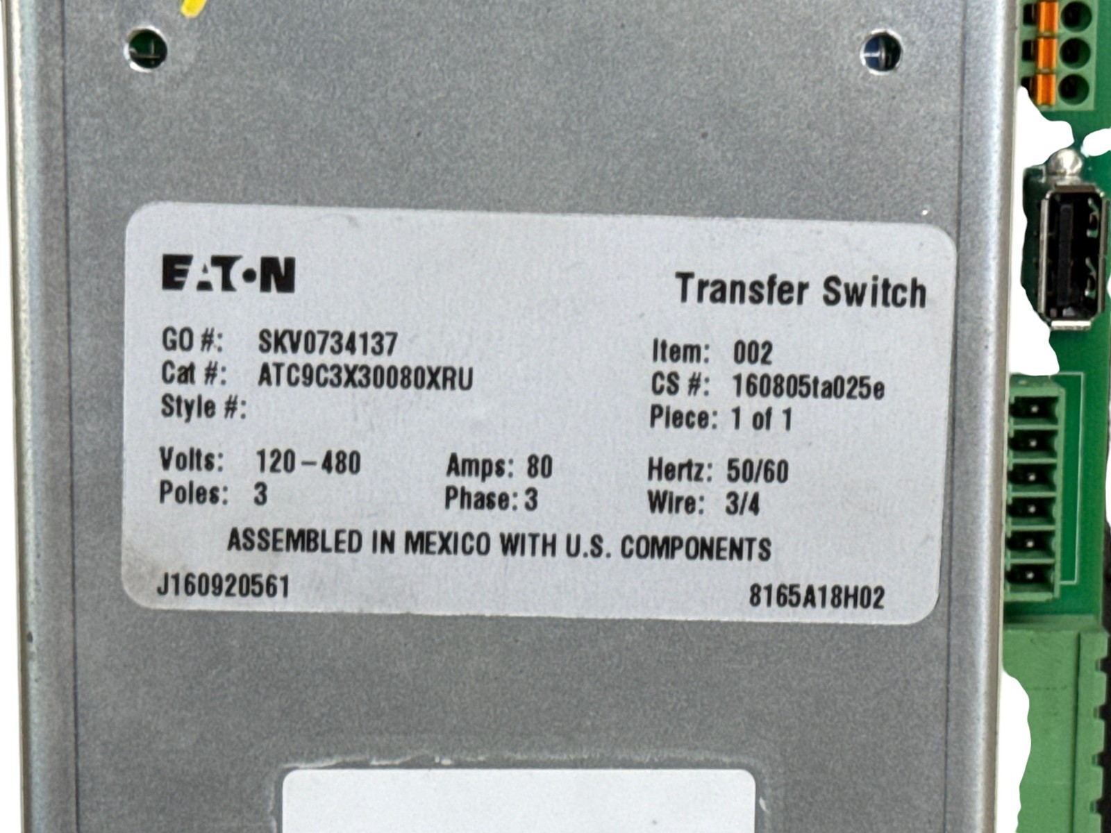 EATON 6D32428G01 ATC-900 AUTOMATIC TRANSFER SWITCH CONTROLLER MODULE PANEL