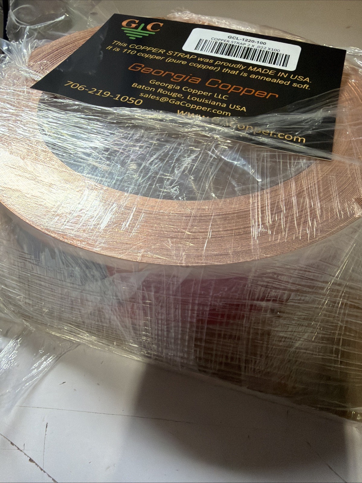 Copper ground strap Flat- 2 Inch wide .022 in Thick – 10 FT roll Pure Copper.