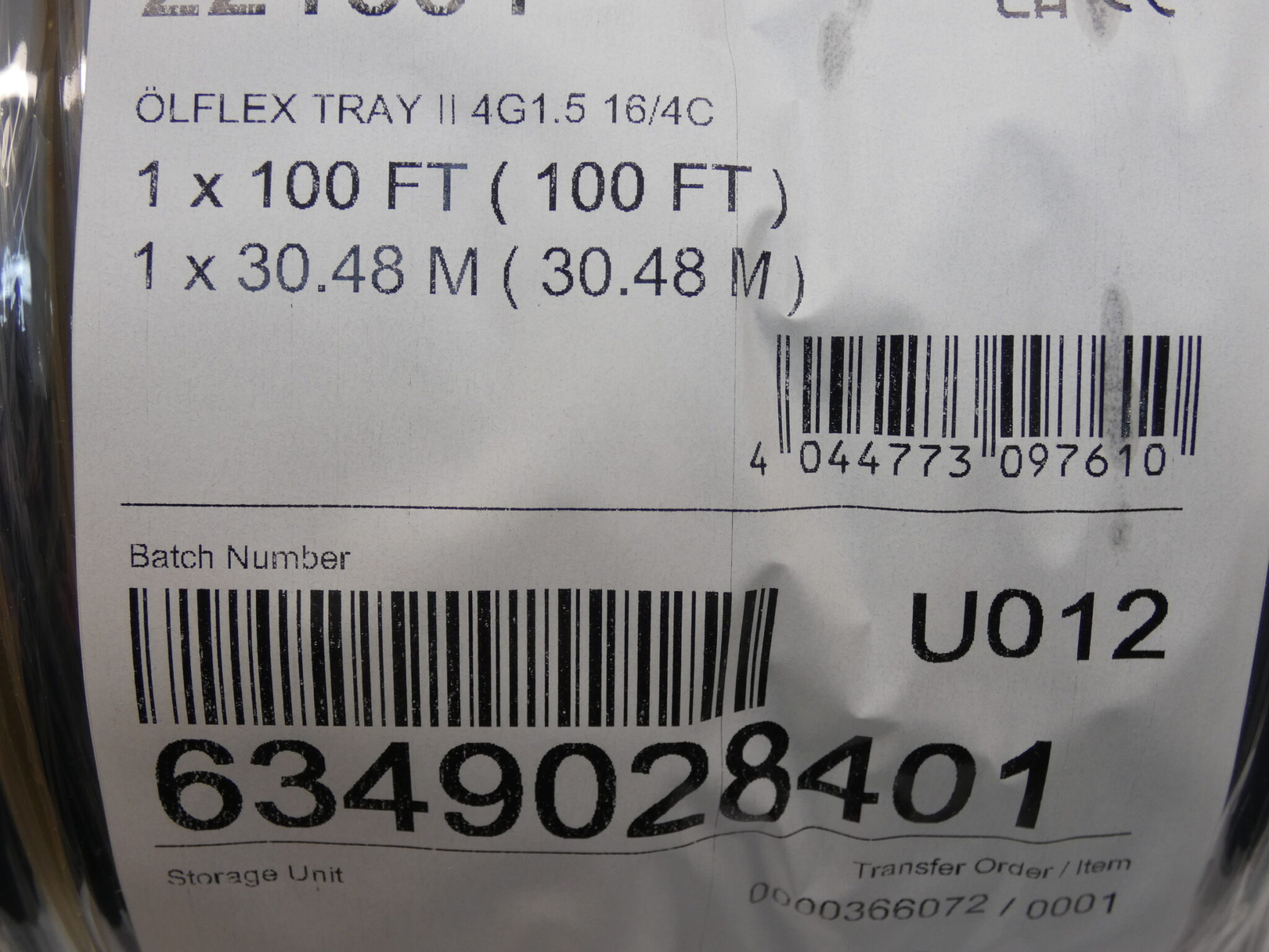 221604 Olflex Tray II Black Cable 100′ Feet 16 AWG/4C 600V – NEW Surplus!