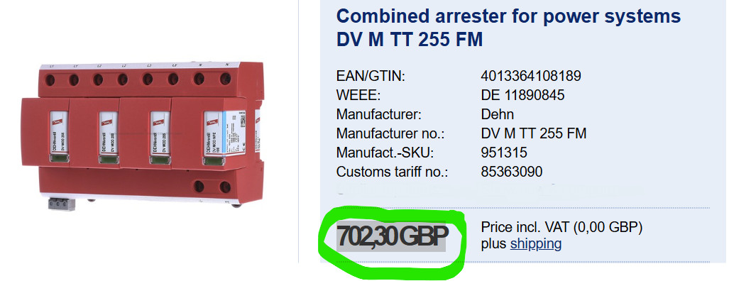 Dehn Dehnventil M DV M TNS 255 FM Combination Arrester 951405 OVP, New