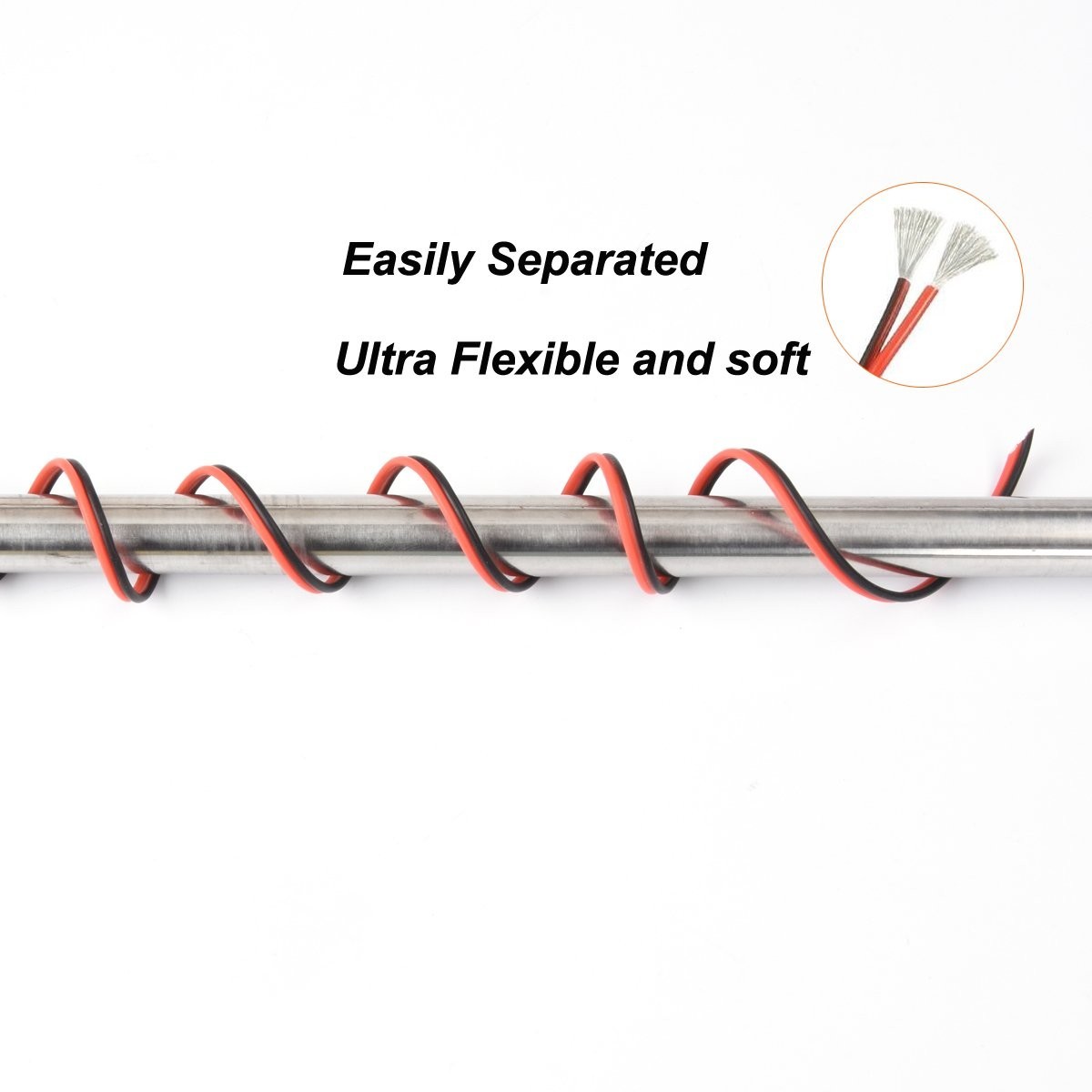 Durable 22 AWG Silicone Wire – 50ft Black & Red Tinned Copper for DIY Projects