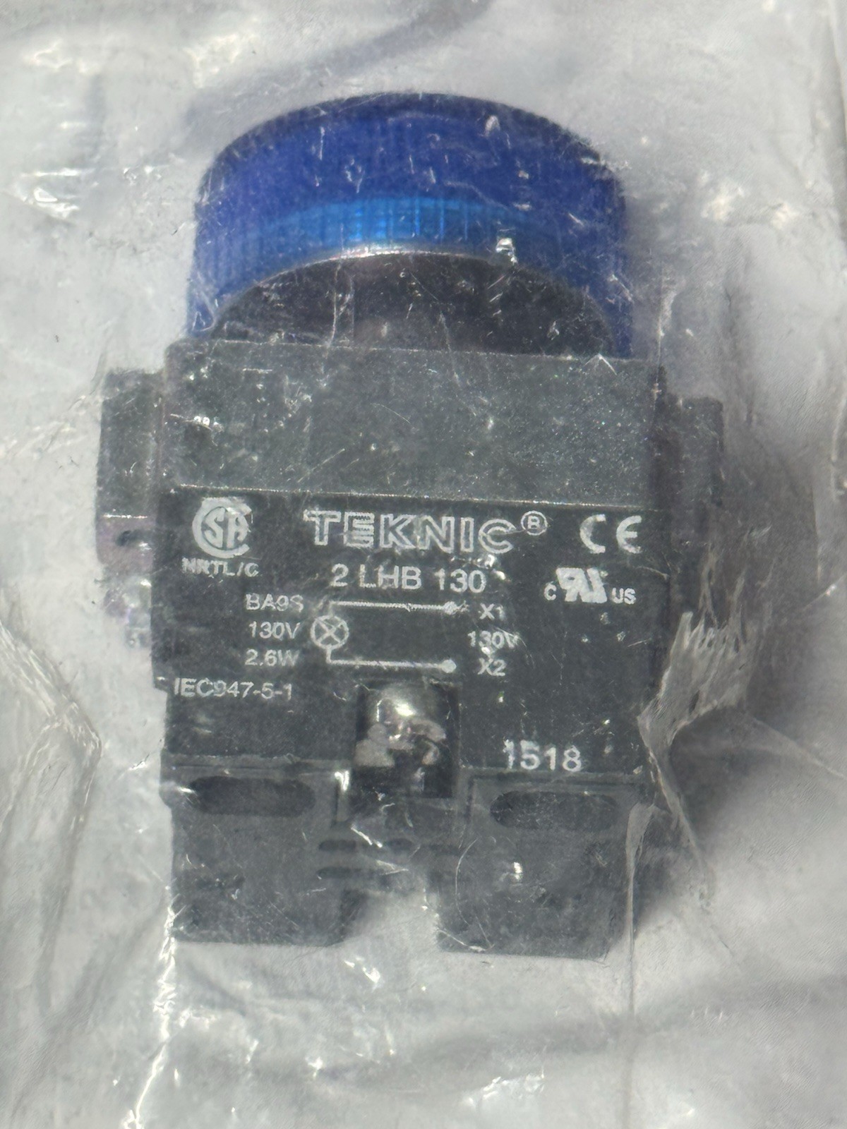 Altech Corp 2PLB6LB-110, Pilot Light, LED, 22mm, Blue, 110V, New Sealed, Teknic