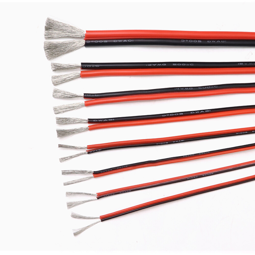 8AWG-28AWG 2 Pins Cable Flexible Silicone Wire Black Red Led Flat Electric Wire