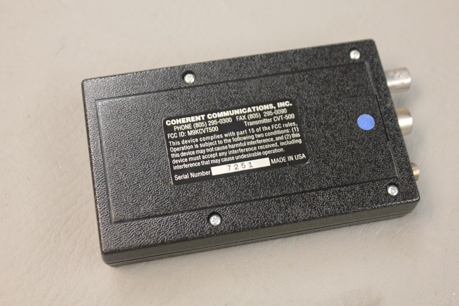 COHERENT COMMUNICATIONS CVT-500 VIDEO TRANSMITTER