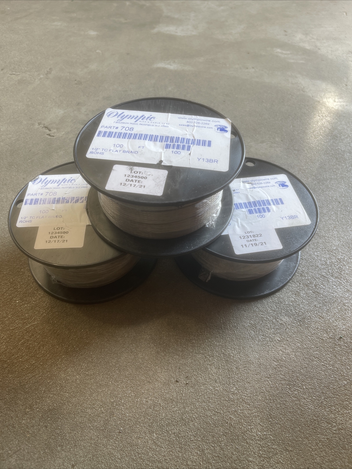 3 Rolls Of olympic wire 1/2″ tinned copper flat braid 100’