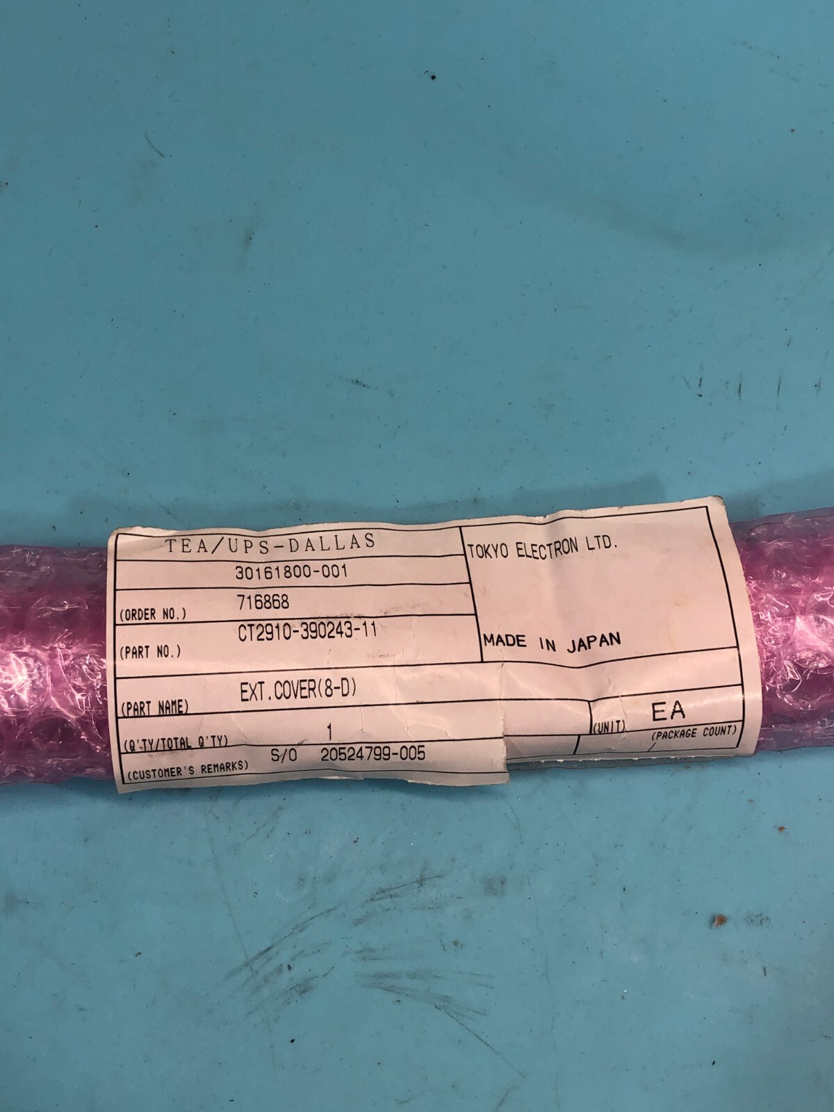Tokyo Electron TEL CT2910-390243-11 Ext Cover (8-D), 2910-390243-11, 188940