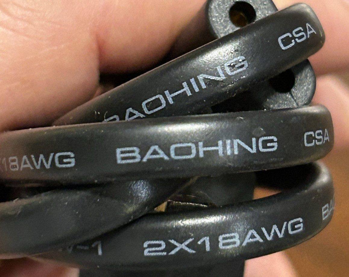 Baohing LL112007-1 VW-1, 2-18AWG, 5ft Power Cable, E159216 (lot of 2) NEW