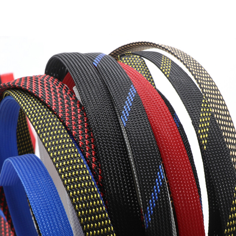 16mm Width Coloured PET Expandable Braid Sleeving Cable Wire Sleeve Sheath Dense