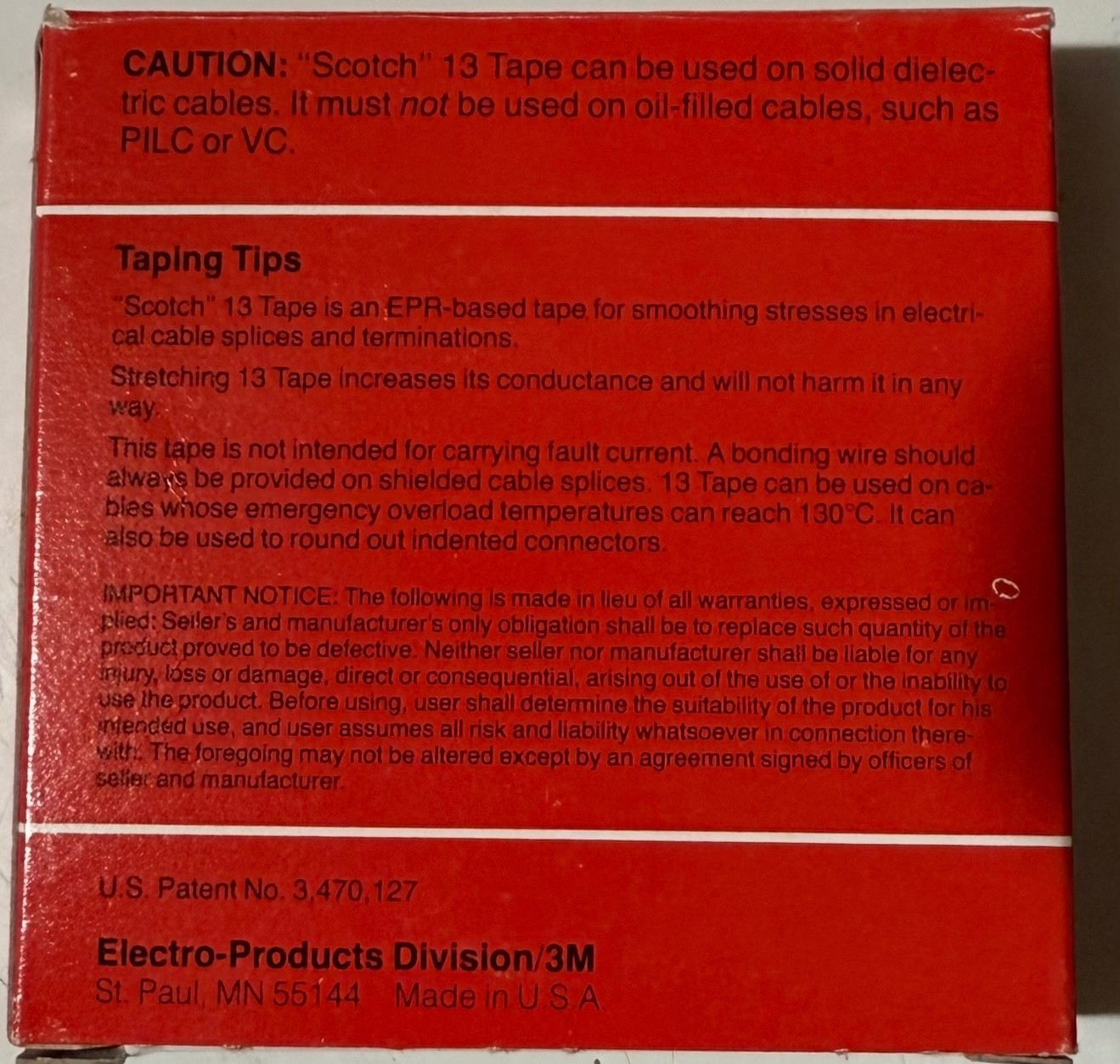 5 Boxes 3M Scotch 13 Electrical Semi-Conducting Tape 3/4″ x 15′ x 0.030