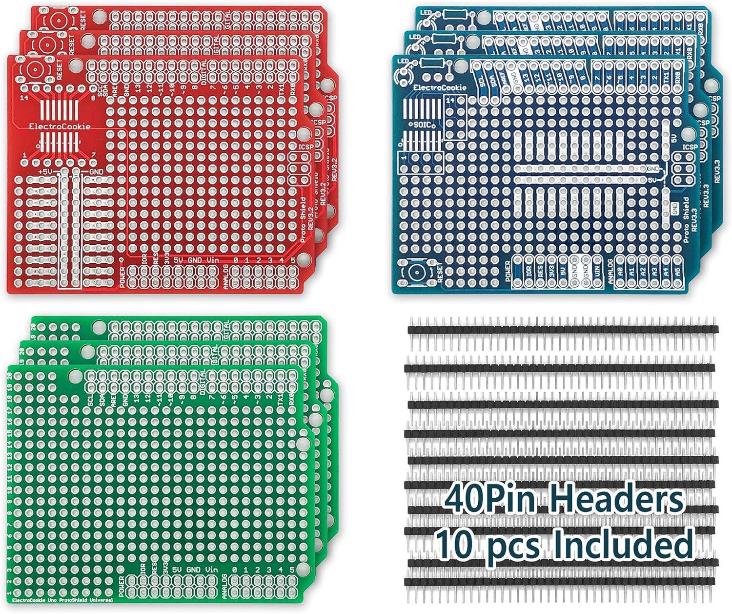 ElectroCookie Proto Shield Kit Compatible with Arduino Uno R3, Multi