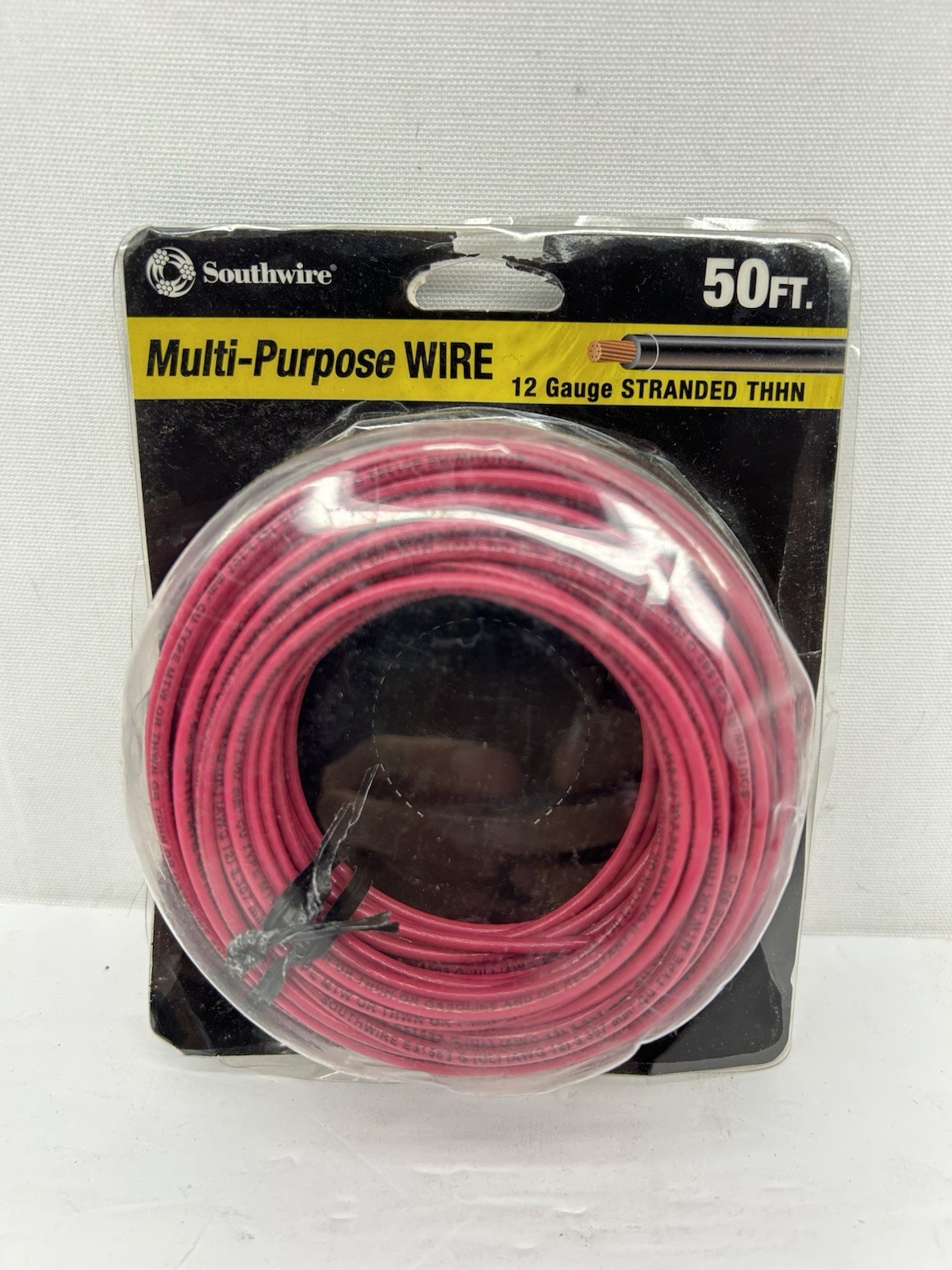 SOUTHWIRE MULTI-PURPOSE WIRE 50FT 50 FEET 14 GAUGE SOLID THHN RED