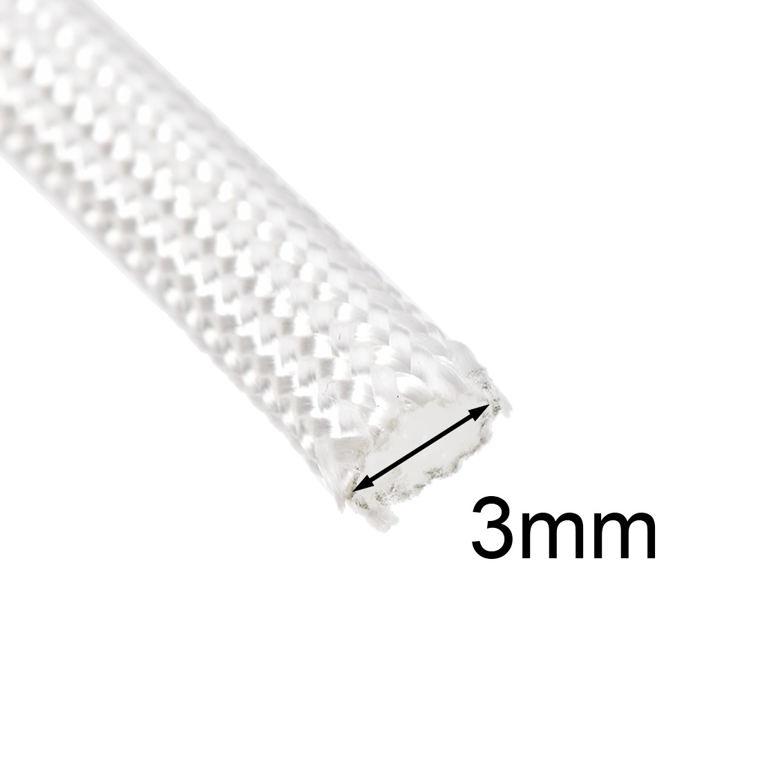 16.4Ft-3mm Insulation Cable Protector High TEMP Fiberglass Sleeve White