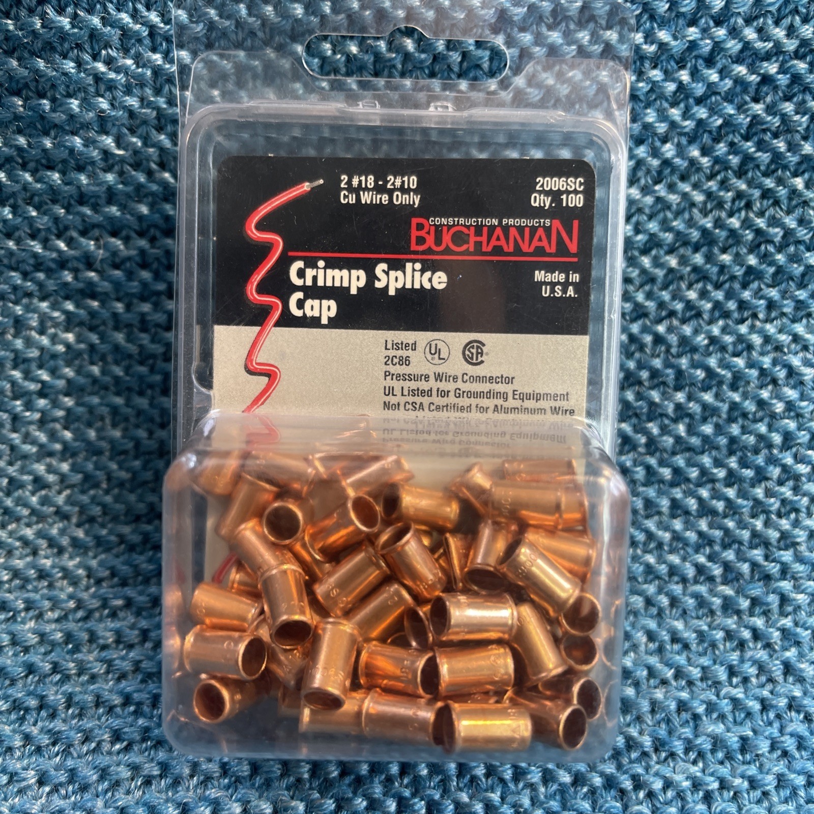 Vintage Buchanan Copper Crimp Splice Caps 2006SC (open Pack) Qty 60 Pcs