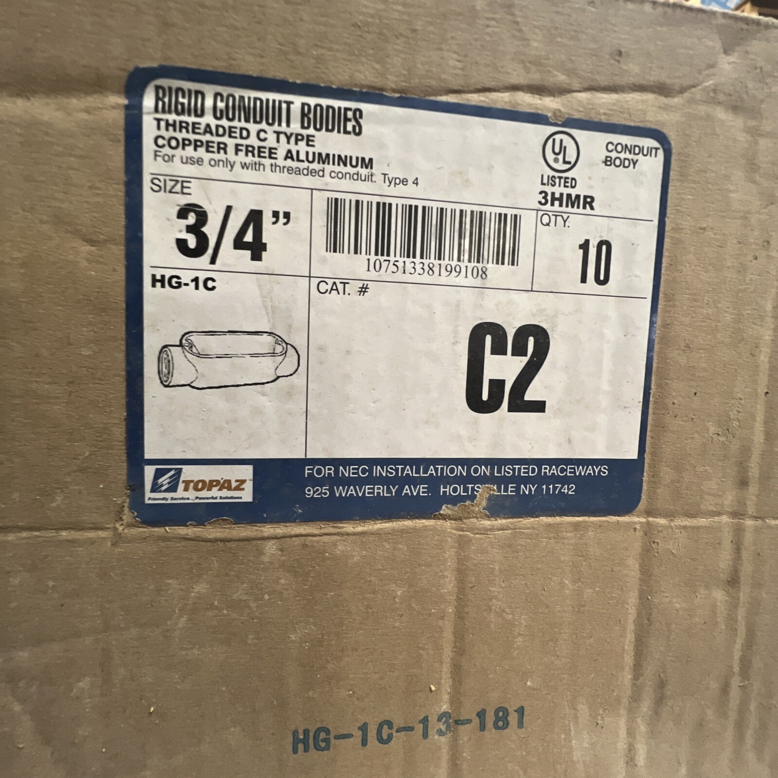 Topaz Electric C2 Rigid Conduit Bodies 3/4” Qty In Box-10