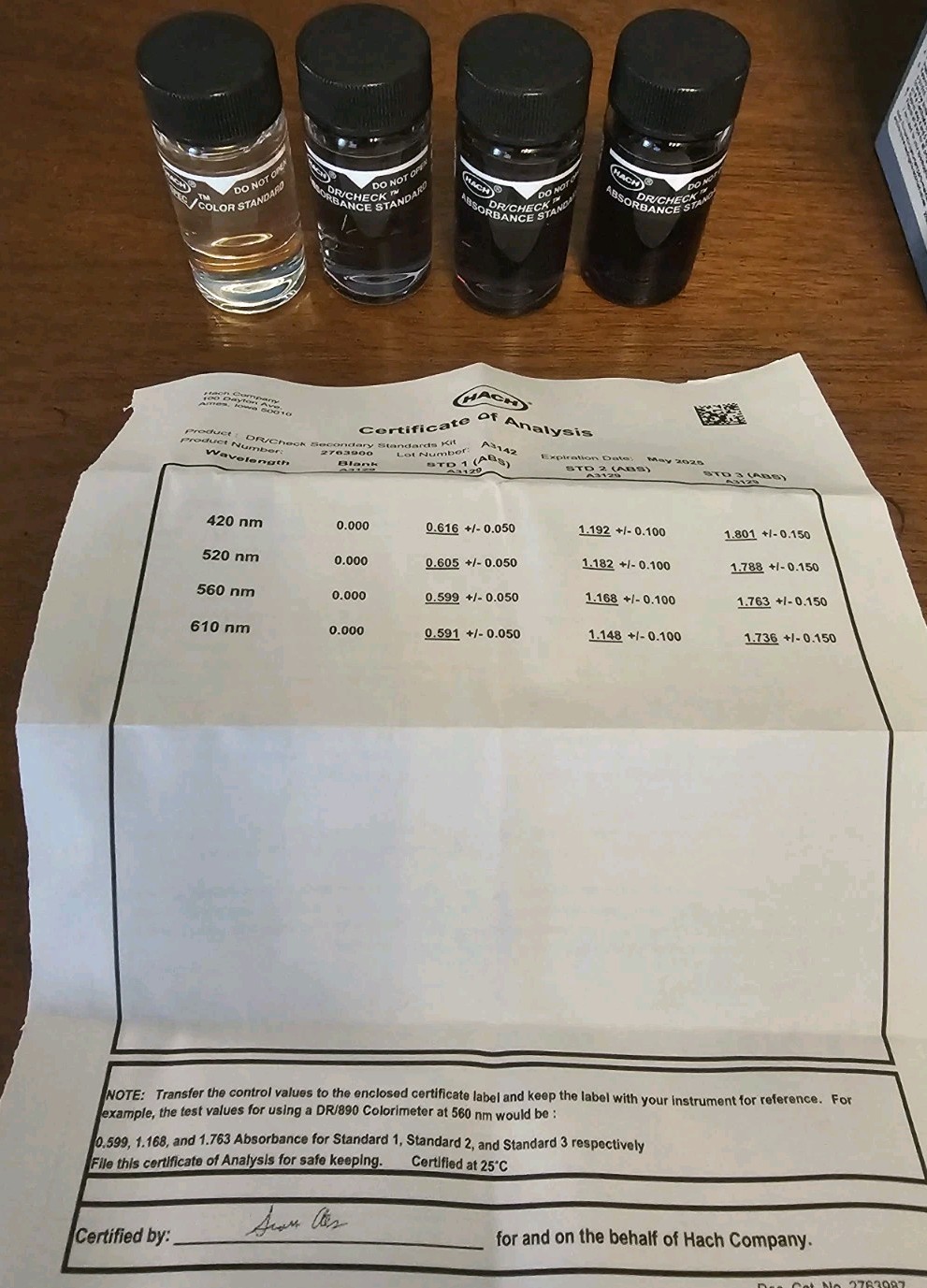 DR Check 27639-00 Absorbance Standard Secondary Standards Kit HACH 2763900