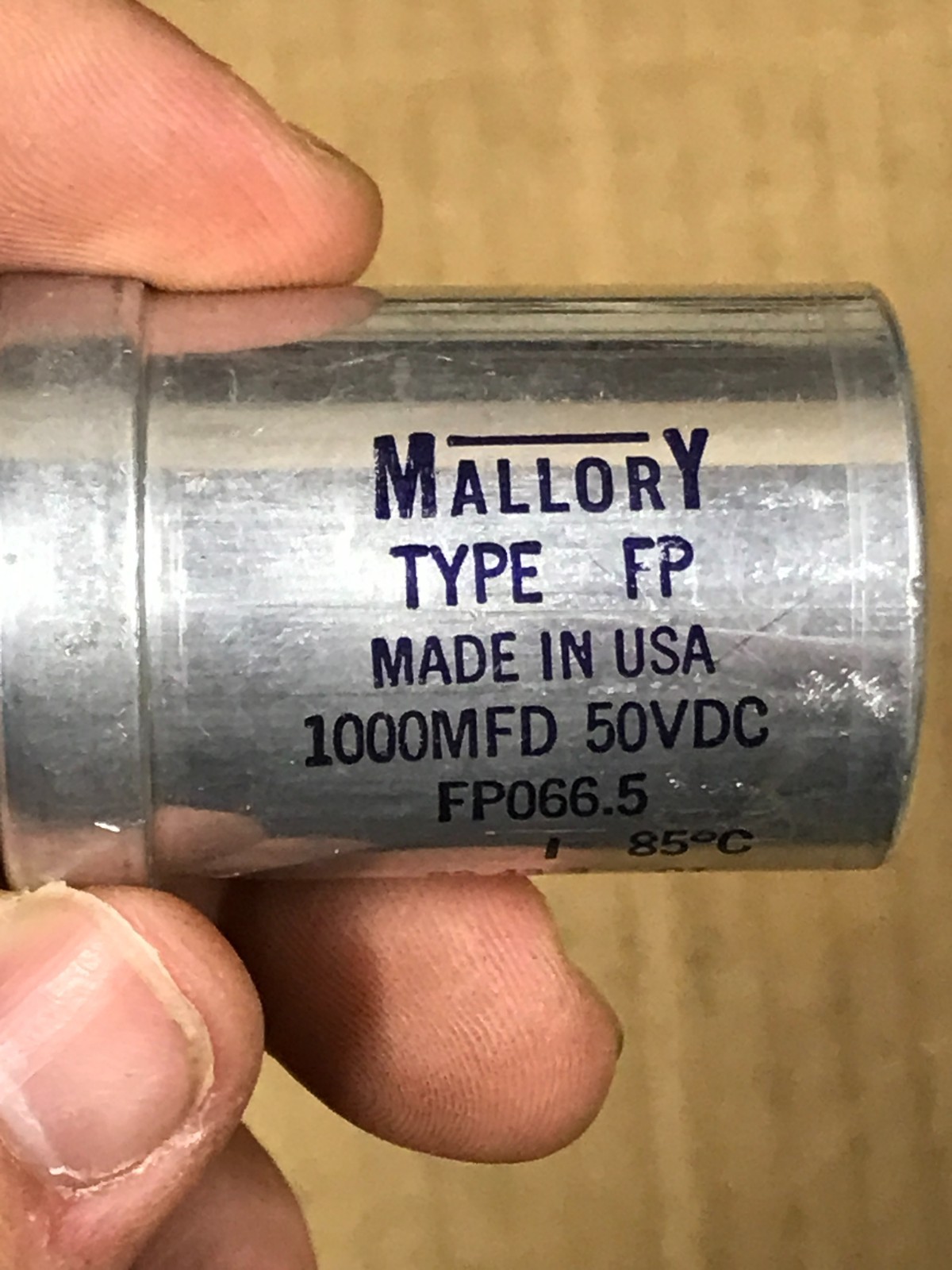 NOS Mallory Type FP Capacitor – 1000 Mfd, 50 VDC, FP066.5