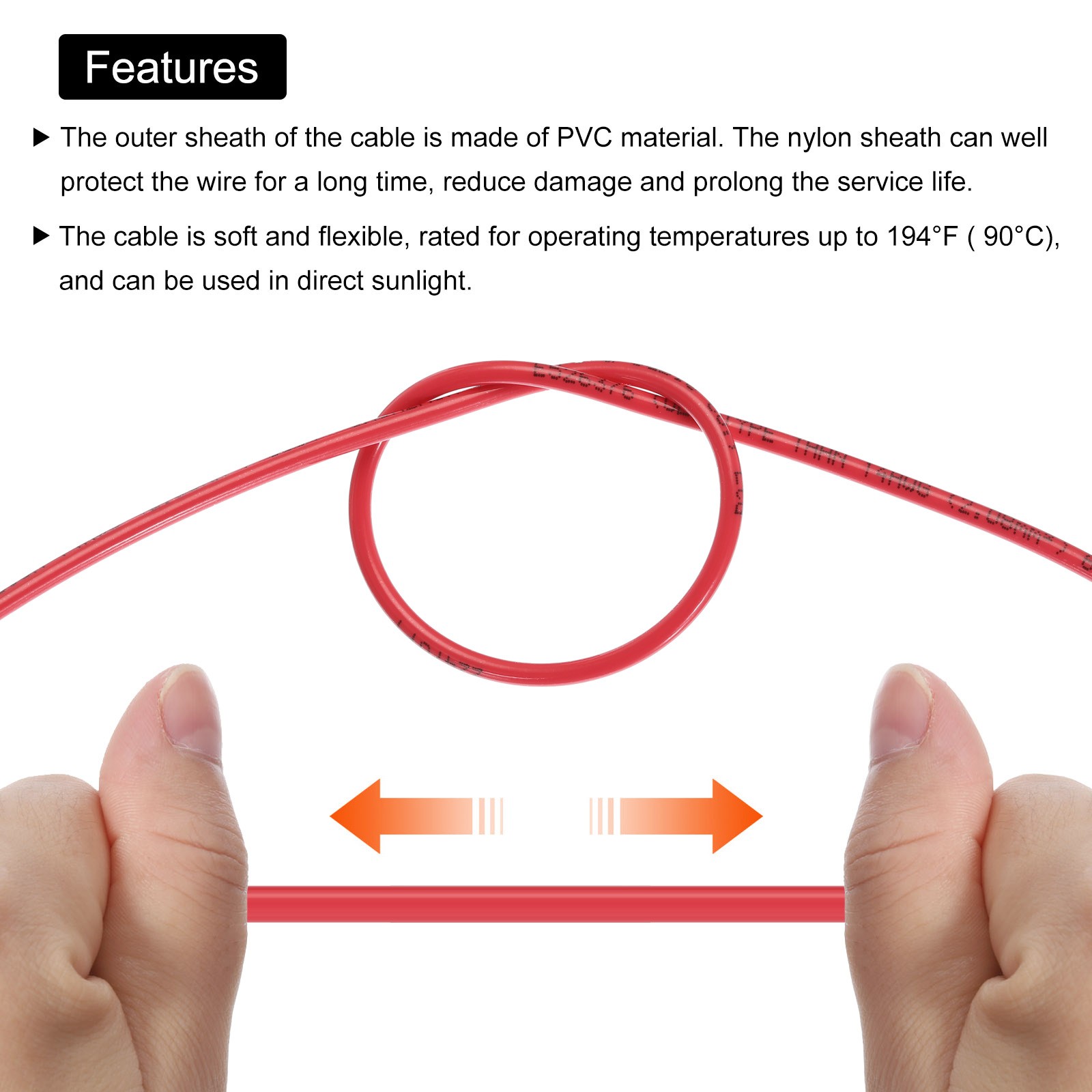 25 Feet 14 AWG Gauge THHN Stranded Red Copper Building Wire 600V