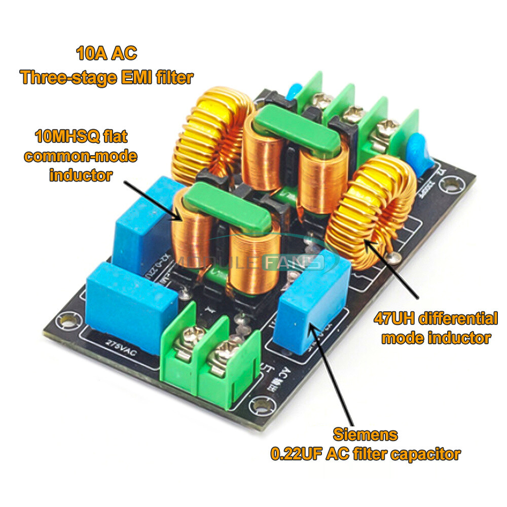 AC110-250V 4/10/20A 3-stage EMI AC Filter Board Audio Power Amplifier Module-