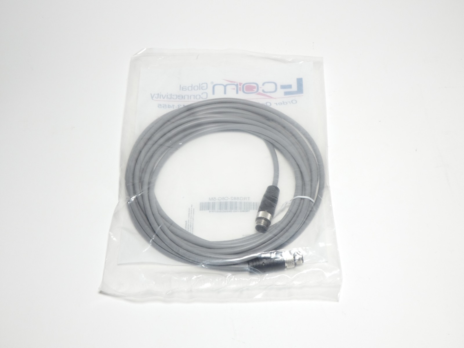 L-Com TRG882-C6G-5M M12 A-Coded Shielded Sensor Actuator Cable 8 Pos 5M – NEW…