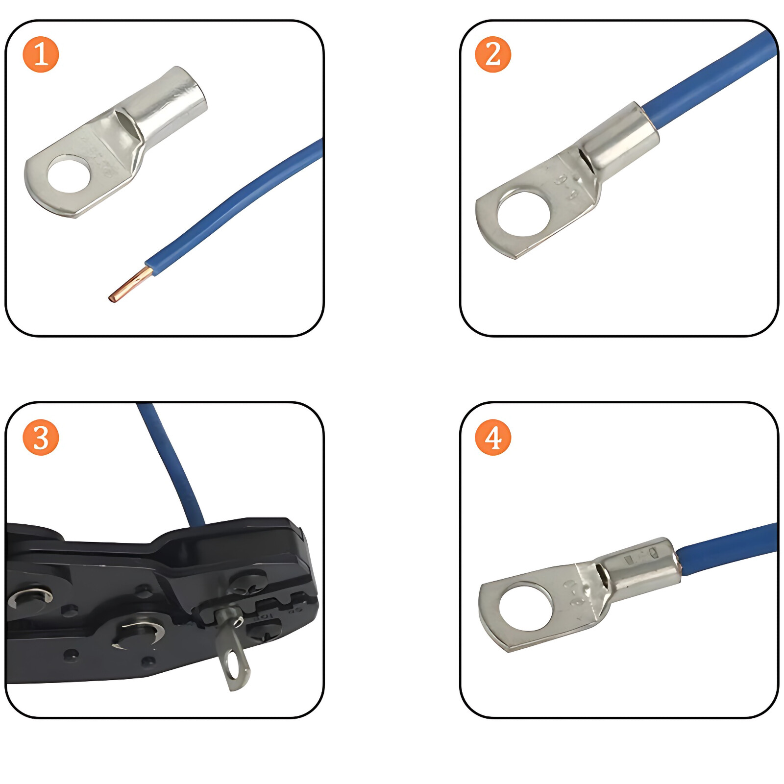 Copper Tube Battery Cable Copper Lugs End Eyelets Crimp Electric Connector Ring
