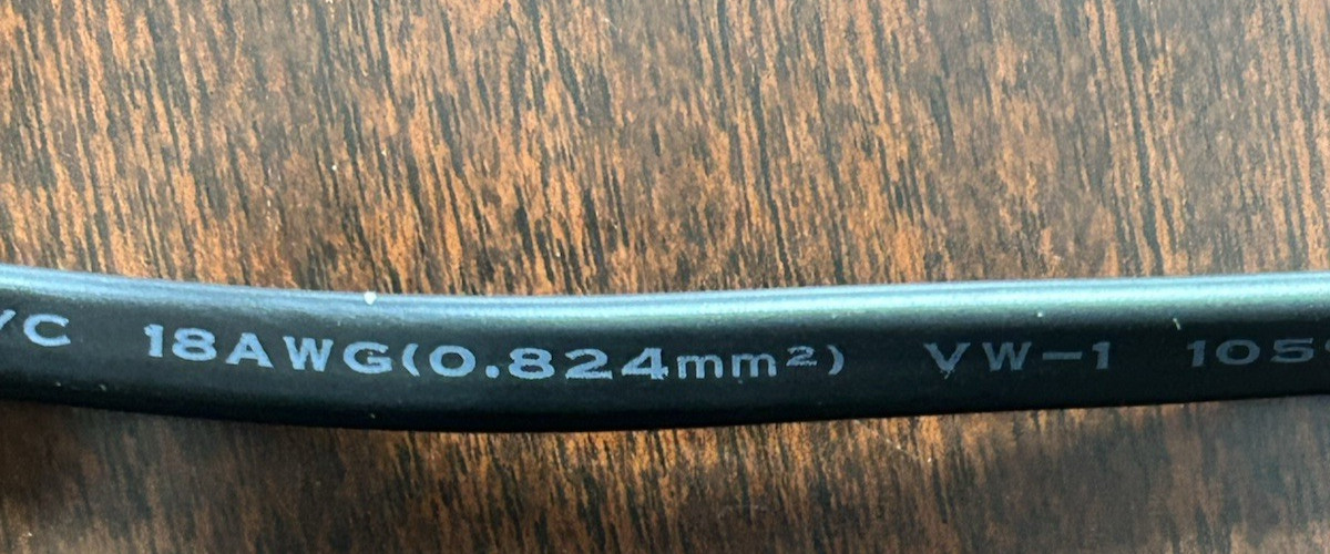 NISPT-2, VW-1, 2X 18AWG, 300V 6ft Power Cable, 2 Prong E253760 NEW