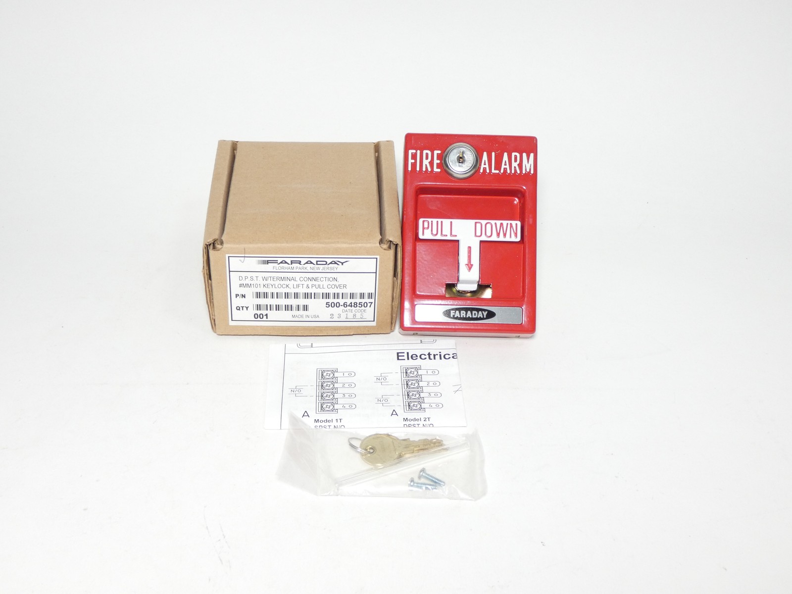 Faraday 500-648507 D.P.S.T. Terminal Connection Manual Fire Alarm Pull Statio…