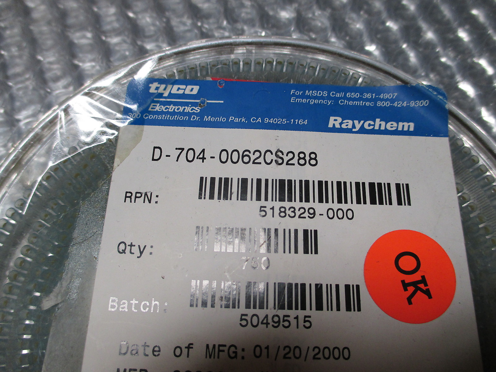 Tyco D-704-0062CS288 Solder Sleeve 750 units