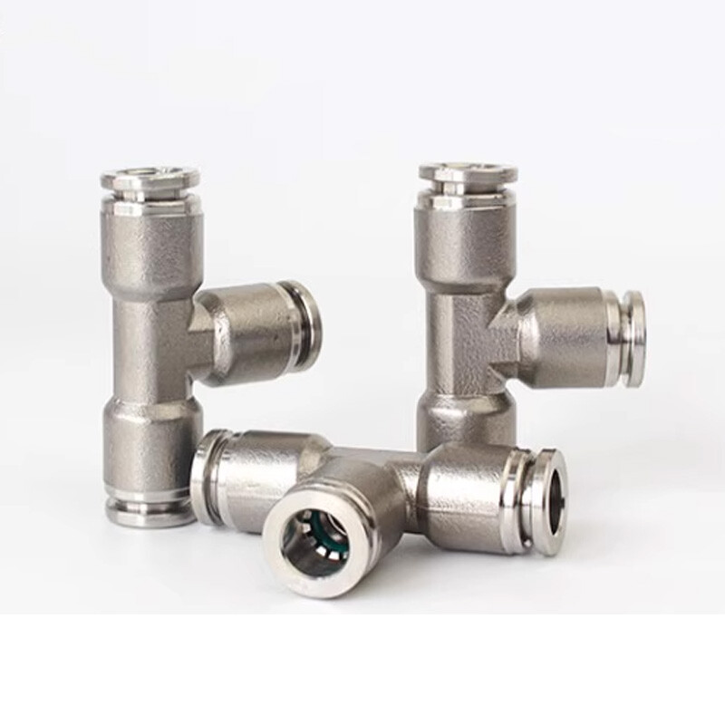 4/6/8/10/12/14/16mm Tube Tee Pneumatic Air Hose Coupler Fitting Quick Connectors