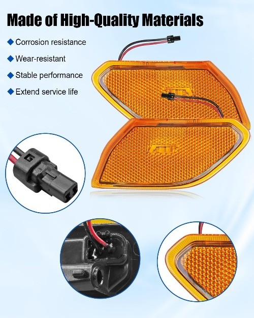 1 Pair Side Marker Lights Compatible with Wrangler JL Gladiator JT 2018-2024, Fe