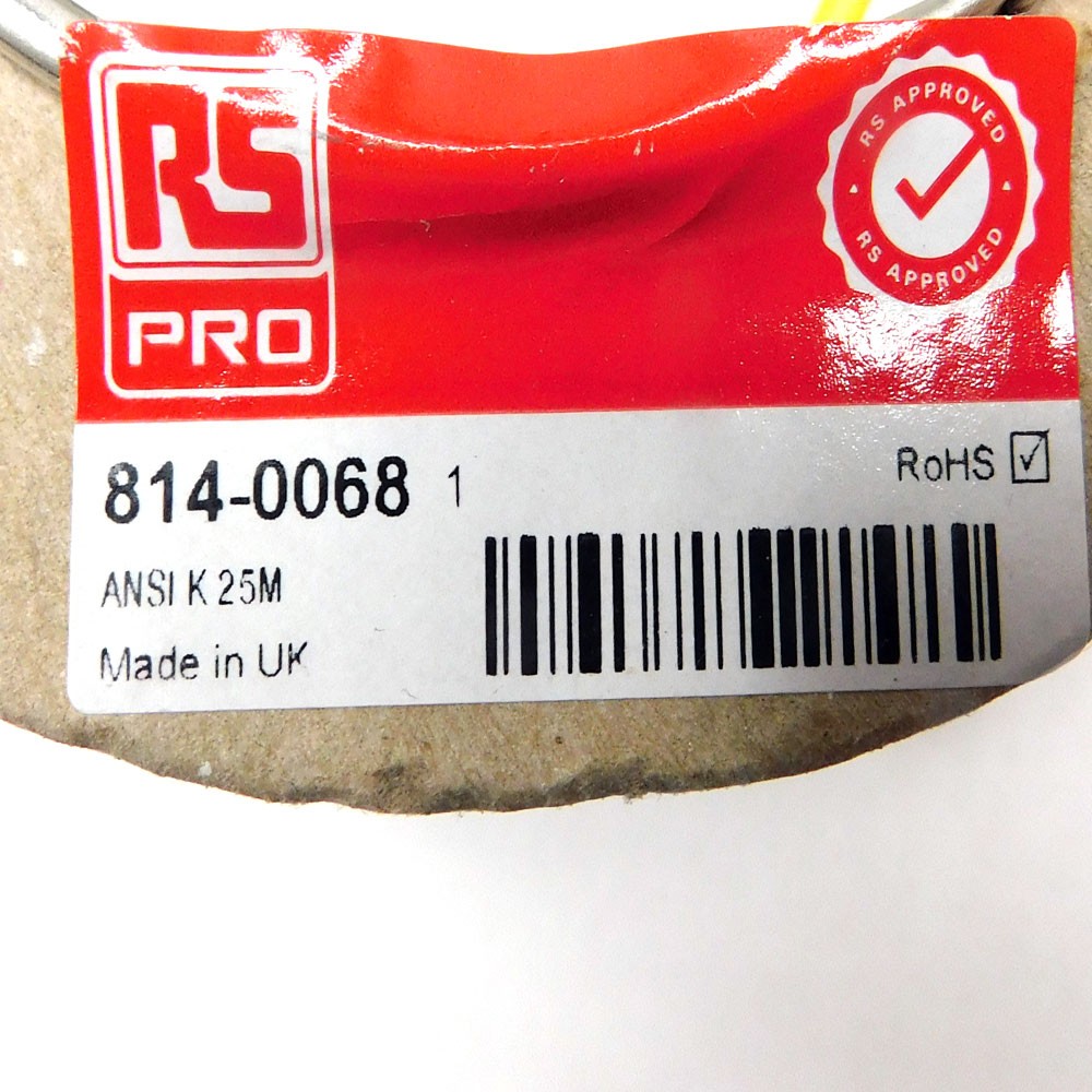 (25 Meters) NEW RS Pro 814-0068 7/0.2mm PVC Sheath Twisted Thermocouple Wire