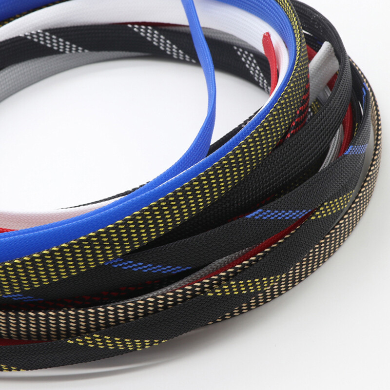 16mm Width Coloured PET Expandable Braid Sleeving Cable Wire Sleeve Sheath Dense