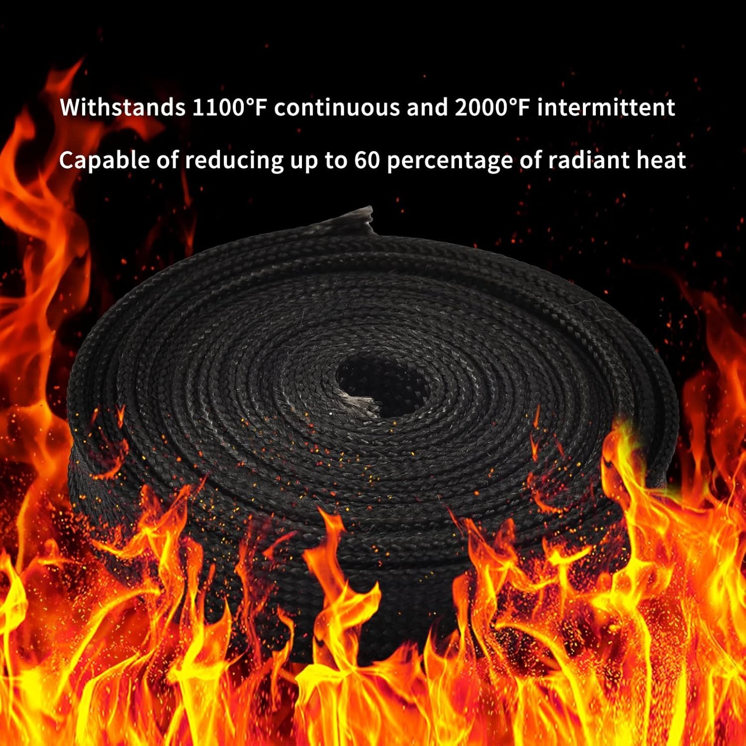 High-Temp Fiberglass Heat Sleeve for Spark Plug Wires – 5FT x 1/4″ Protection