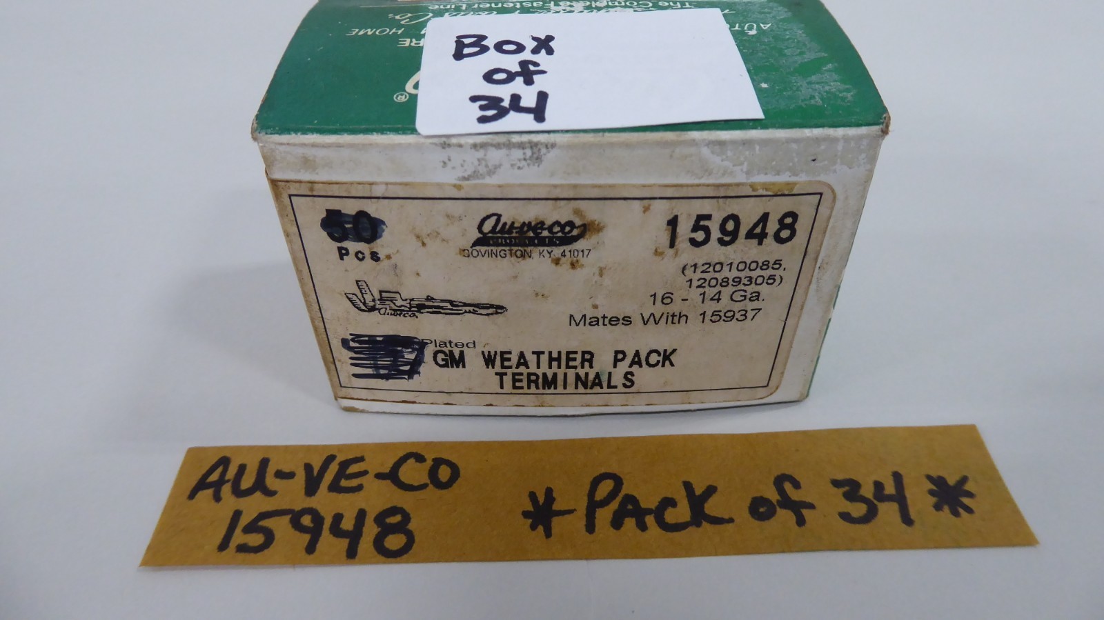AU-VE-CO 15948 16-14 Ga GM Weather Pack Terminals (Pack of 34)