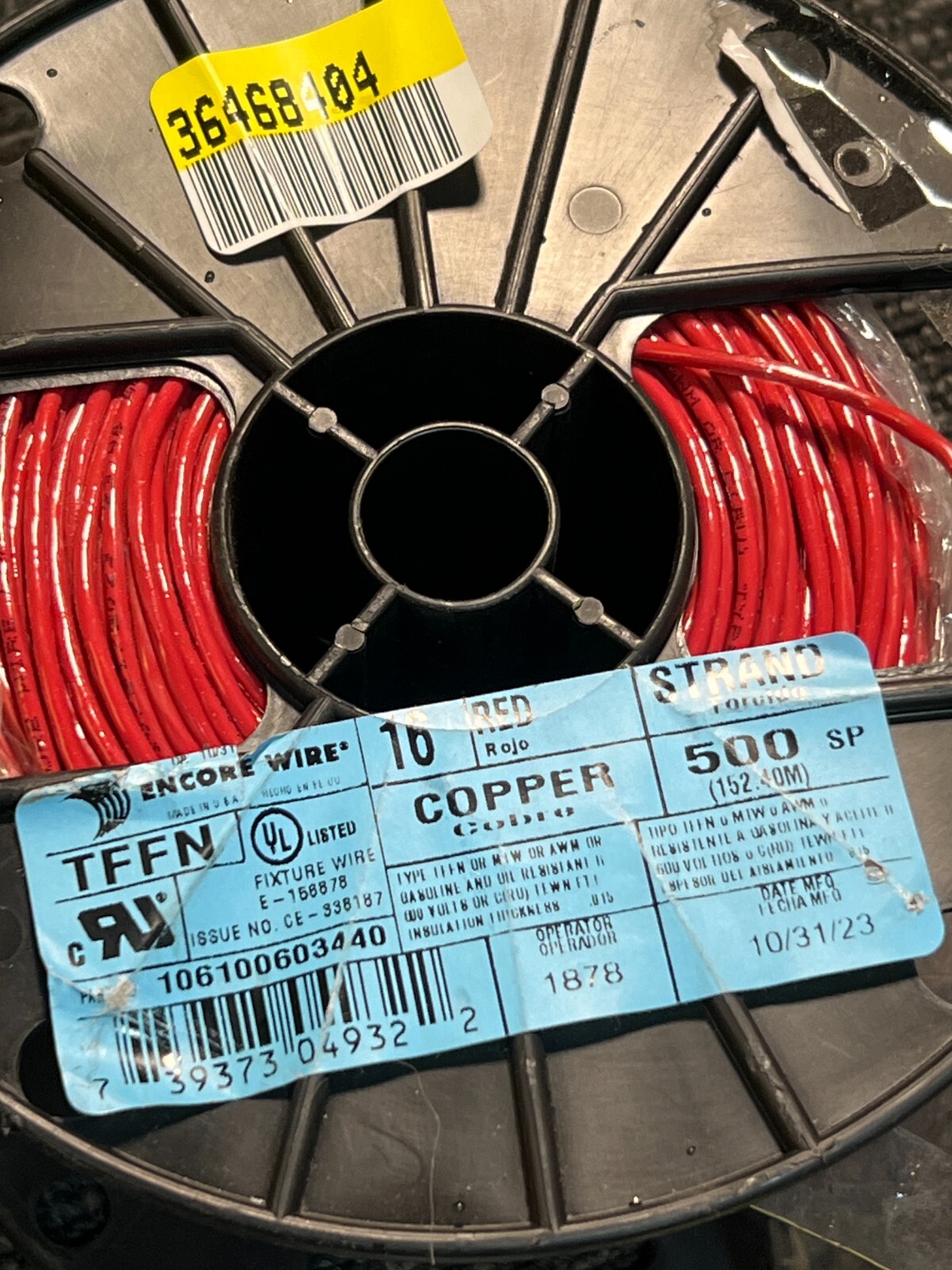 Encore Wire Copper Wire 106100603440 Red 600v 16 Strand 500ft TFFN
