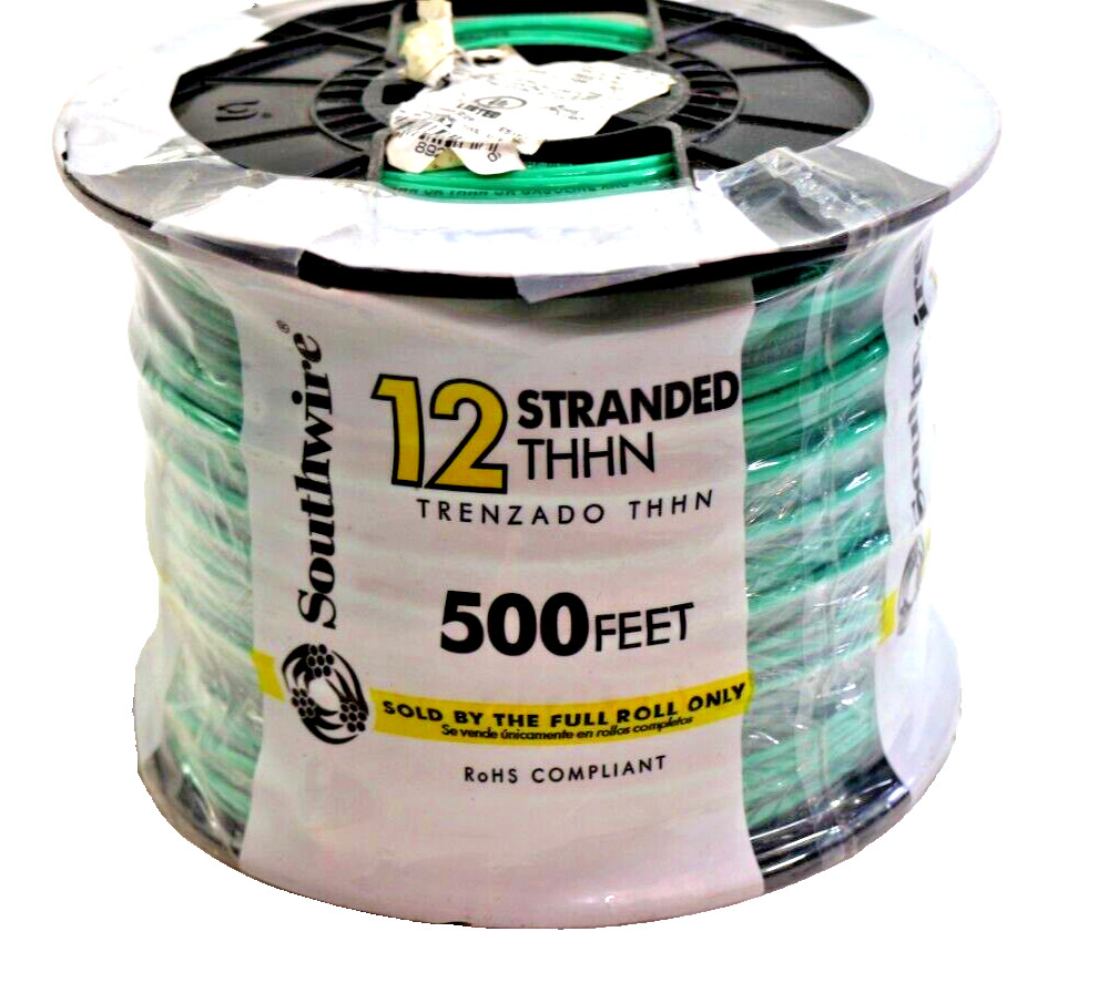 Southwire 500-Feet 12 -AWG Green Stranded Copper THHN wire ( By-the-roll ) NEW