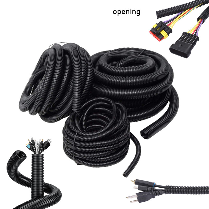 7-28mm Split Wire Loom Conduit Polyethylene Tubing Black Color Sleeve Tube