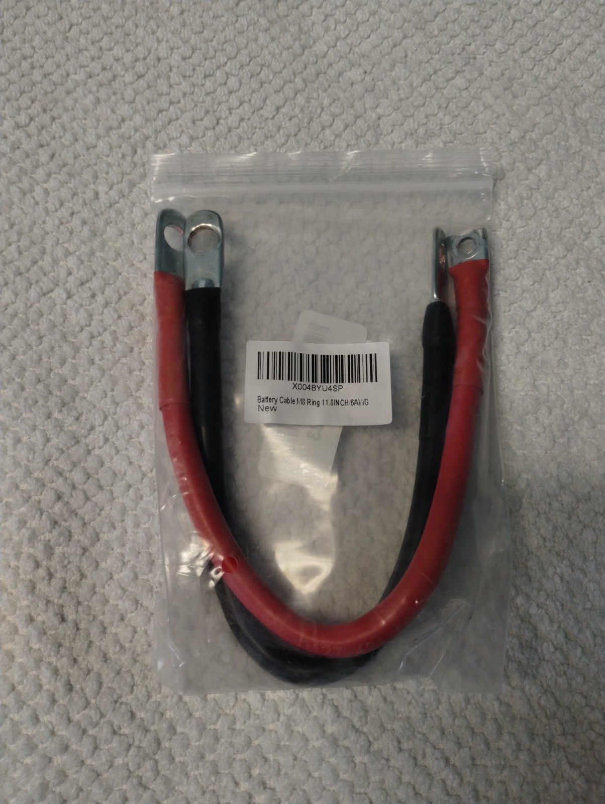 6 AWG Battery Cable Set 11.8″ M8 Ring Terminal Pure Copper Marine Car RV Boat
