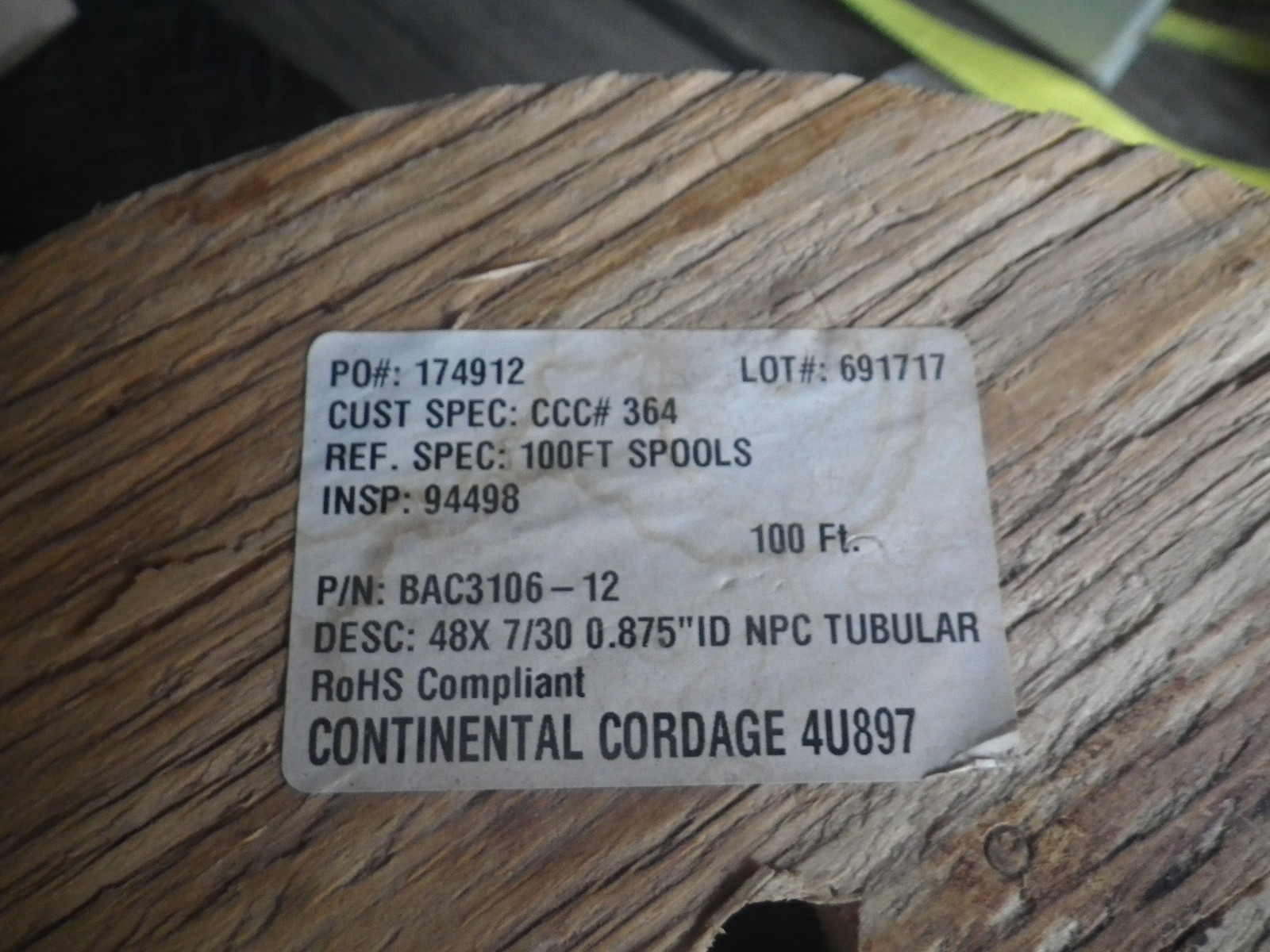 100′ BRAIDED TUBULAR SINGLE COPPER CORE CONDUCTOR INSIDE DIA .875 BRAND NEW