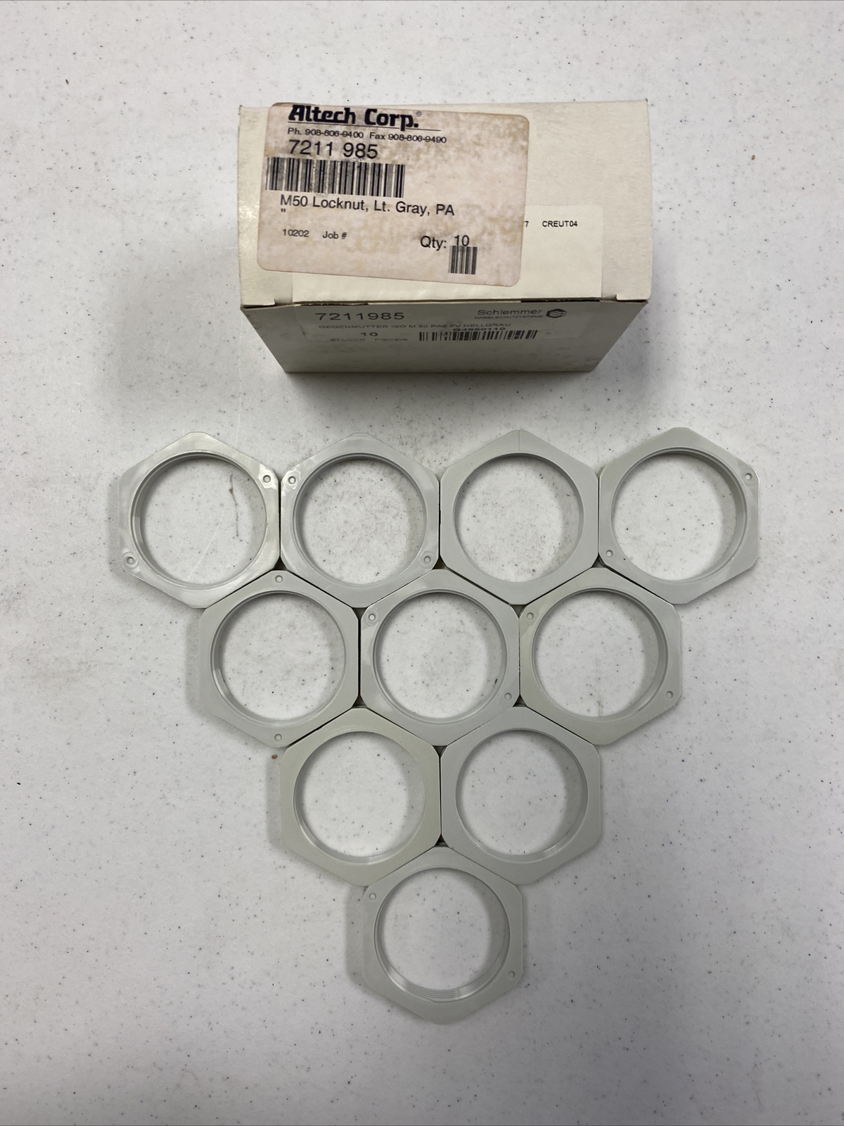 NEW, (LOT 10) ALTECH CORP. SCHLEMMER 7211985 GEGENMUTTER ISO M50 LOCKNUT PA6
